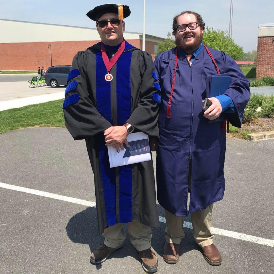 Image of Dr. Briggs and Michael Foreman at graduation